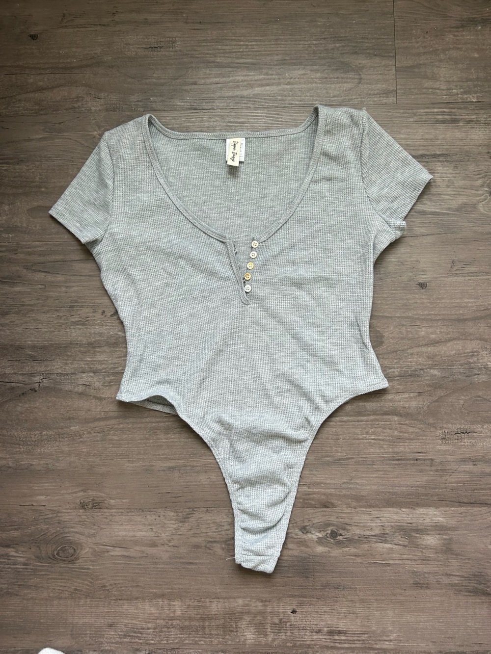 Dippin' Daisy's Light Gray Ribbed Henley Bodysuit